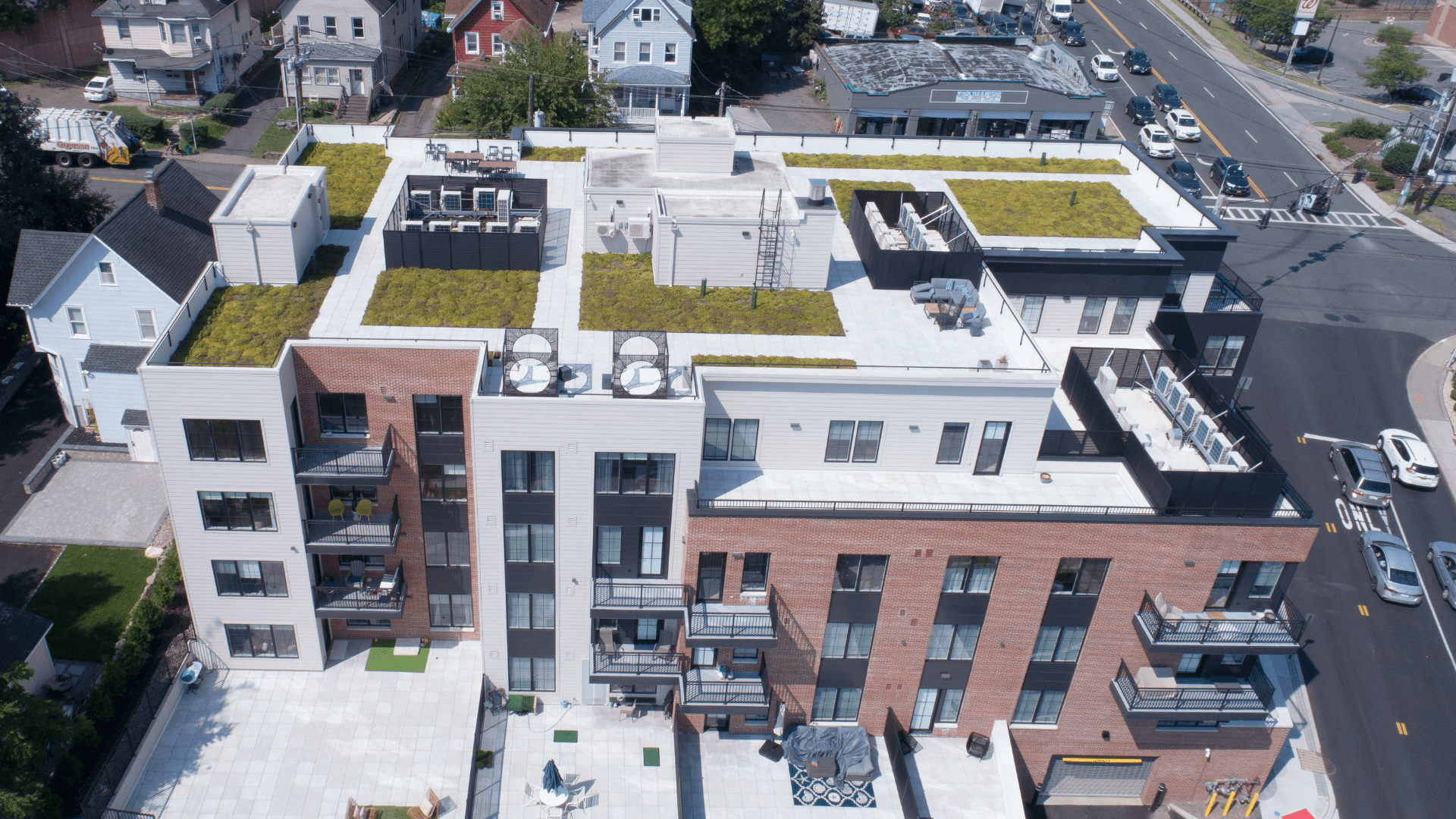 Roofing system installed by Hayden Building Maintenance Corp. on Nyack Lofts, a mixed-use residential and retail property in downtown Nyack, NY.